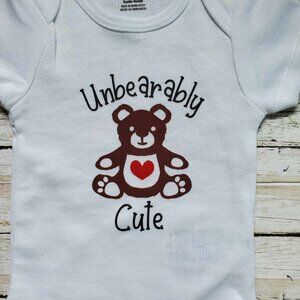 NEW Newborn Gerber "Onesie®" Brand Bodysuit, Unbearably Cute, NB, 100% Cotton